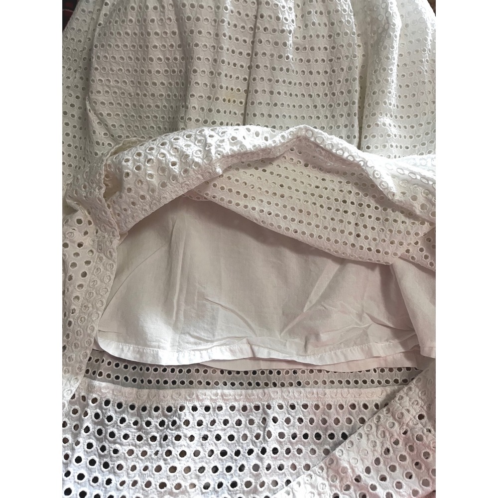 J.Crew White Cotton Eyelet Midi Skirt Elastic Waist Womens Size 4 - Picture 8 of 11